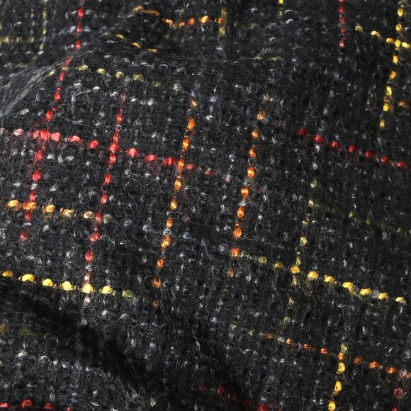 Vintage TC Petites Wool Blend Tweed Skirt Plaid Stripes Retro 90s Black Yellow - Picture 8 of 12